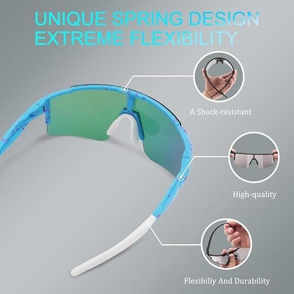 BangLong Cycling Sunglasses Polarized Sports Glasses for Men Women with 3 Lenses - Picture 3 of 7
